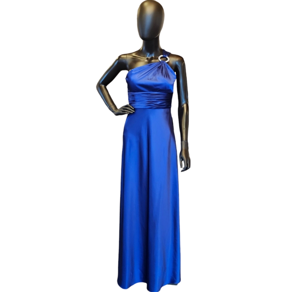 Adrianna Papell Royal Blue Charmeuse One Shoulder